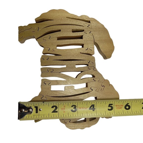 Pomeranian Dog Wooden Scroll Jigsaw Puzzle Figurine Art Wood USA Signed By Maker - Picture 5 of 5